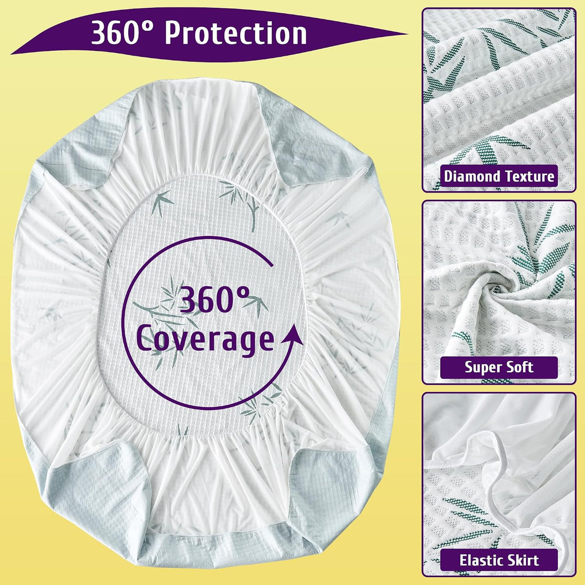 Queen Size Waterproof Mattress Protector, Breathable and Cooling Queen Mattress Pad Cover, Fitted Sheets Style, 6-18 inches Deep Pockets