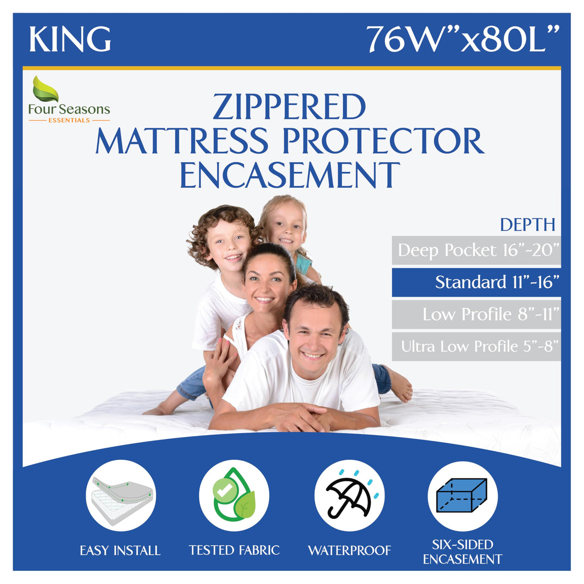 RV Short Queen Mattress Protector (60" Wx75 L) Waterproof Zippered Encasement Hypoallergenic Premium Bed Cover Protects Against Bedbugs Dust Allergies