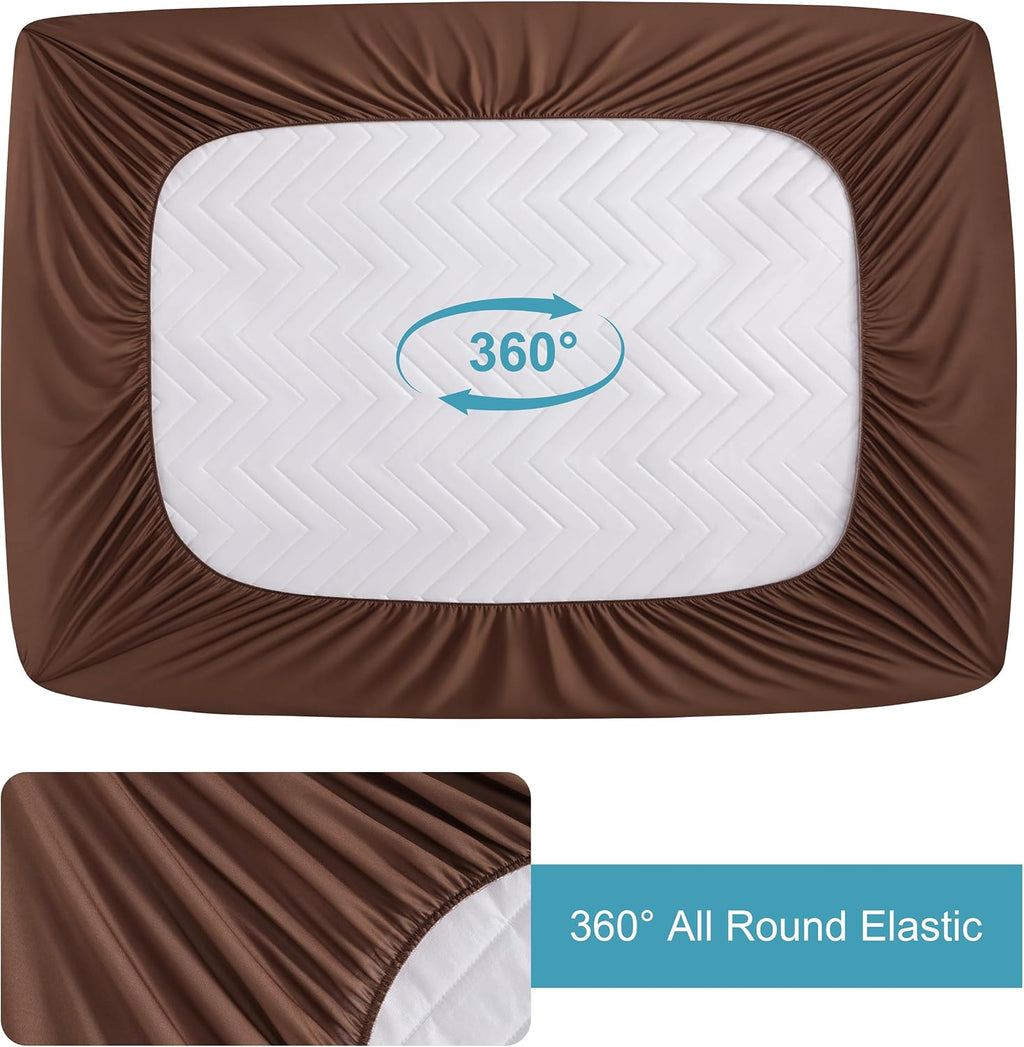 NTBAY Twin XL Waterproof Mattress Protector, 15 Inch Pocket, Brown