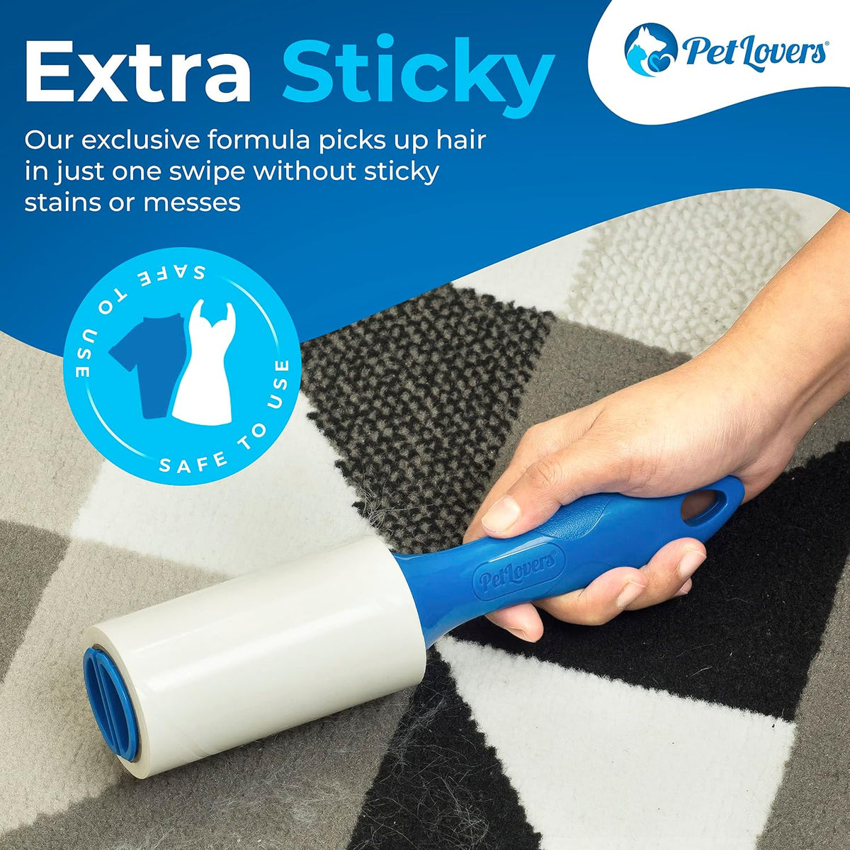 PetLovers Lint Rollers for Pet Hair Extra Sticky 6 Pack - Lint Remover for Clothes