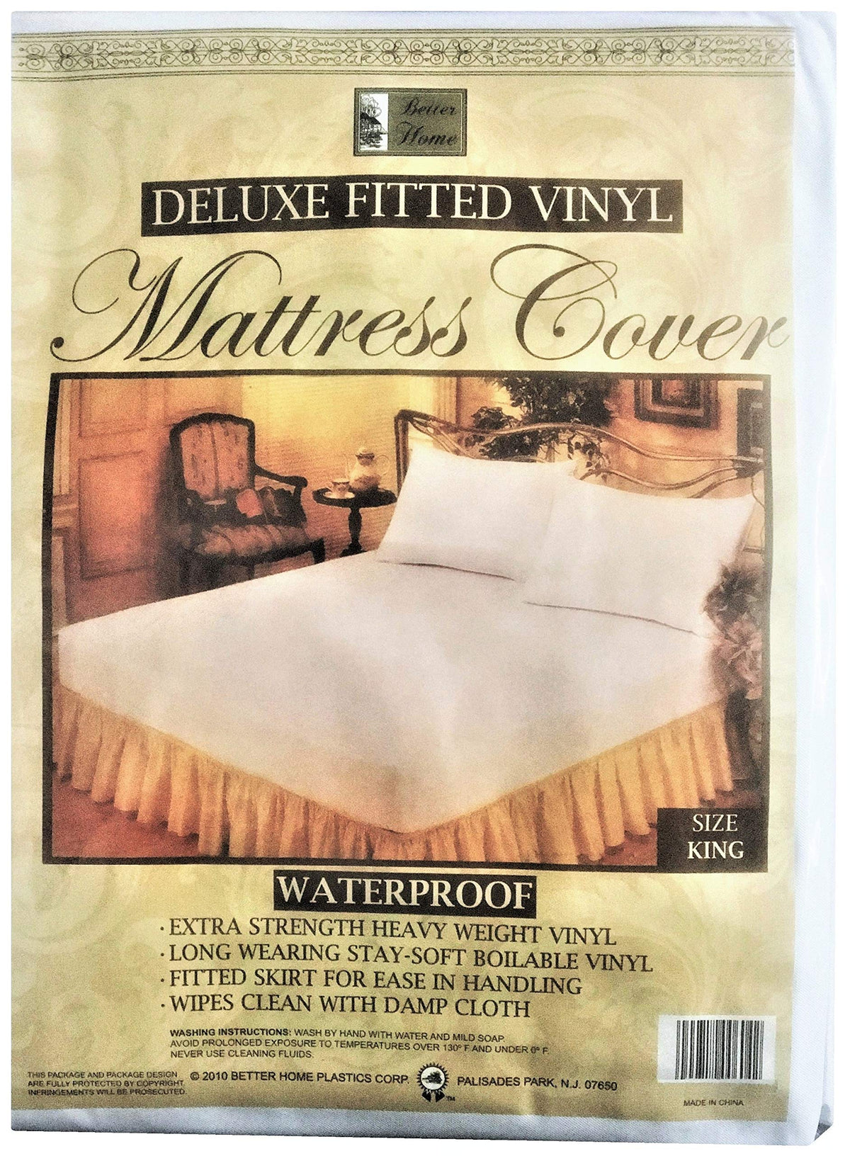 Better Home Fitted Mattress Protector Heavy-Duty Hypoallergenic Vinyl Cover, King