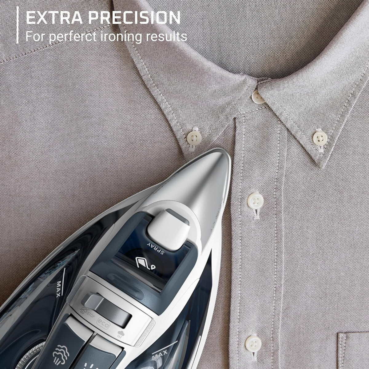 Rowenta Focus Excel Steam Iron for Clothes, Anti-Drip Protection, Iron Steamer for Clothes, 1725 Watts, DW5280, Grey