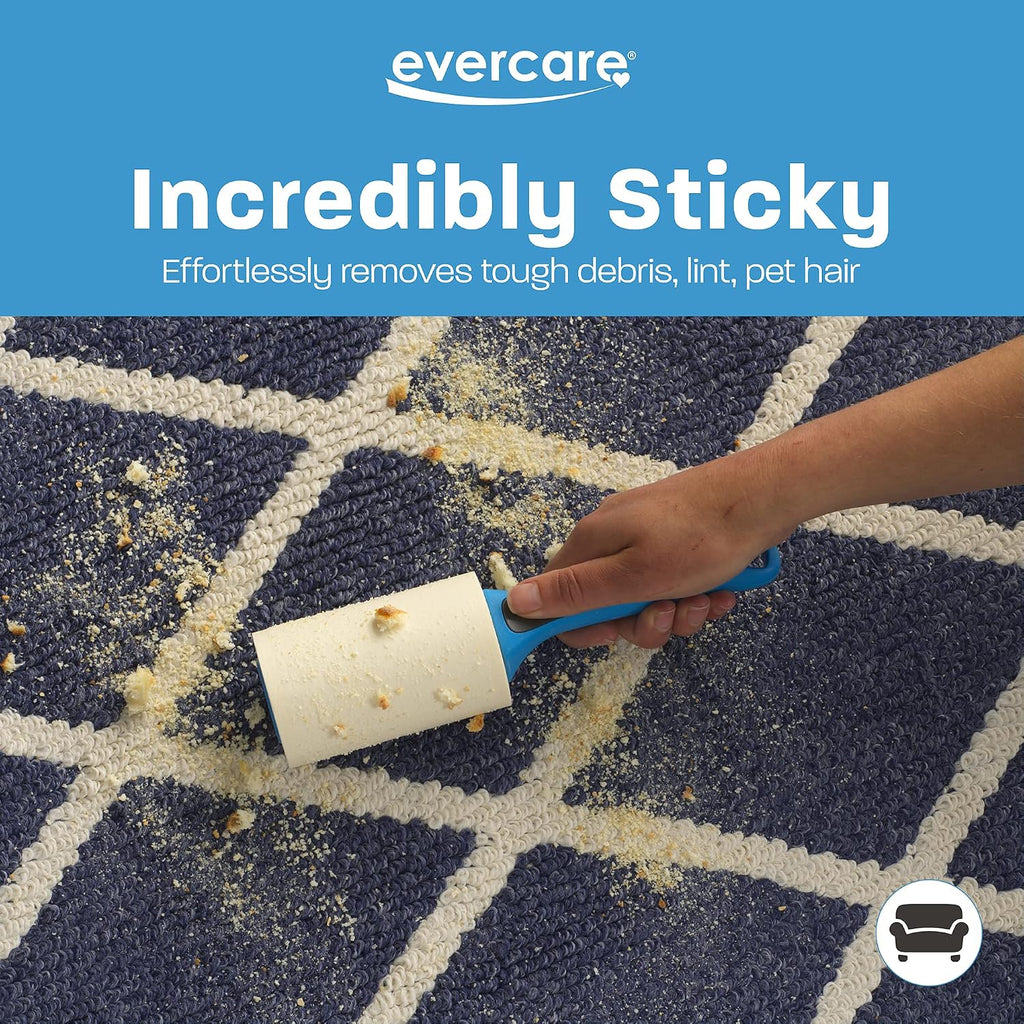 Evercare Extreme Giant Stick Lint Roller with Straight Handle Manual Lint Stick, 70 Sheets, Blue