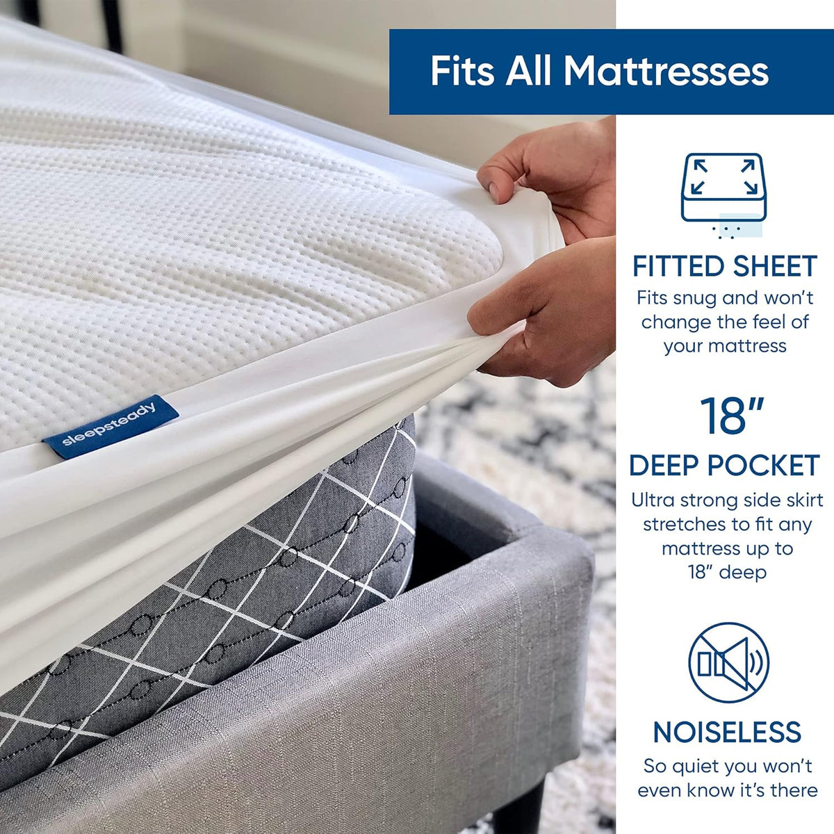 Queen Size Luxury Tencel Mattress Protector, 100% Waterproof, Ultra Soft, Naturally Cooling & Breathable, Deep Pocket Up to 18"