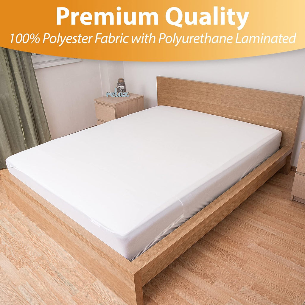 Waterproof Mattress Protector Queen Size - 6-Sided Zippered Mattress Encasement, Breathable Fabric Cover, Machine Washable, Fits Queen Mattress 60 x 80 Inches, Up to 16" Deep