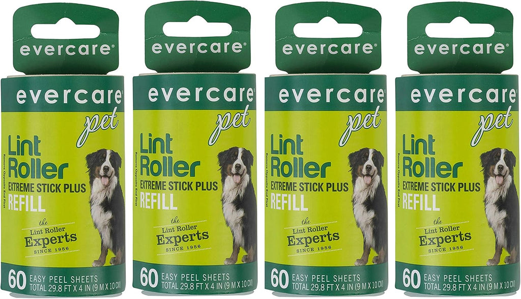 Evercare Extra Sticky Pet Lint Roller Refill 60 sheets - Pack of 4
