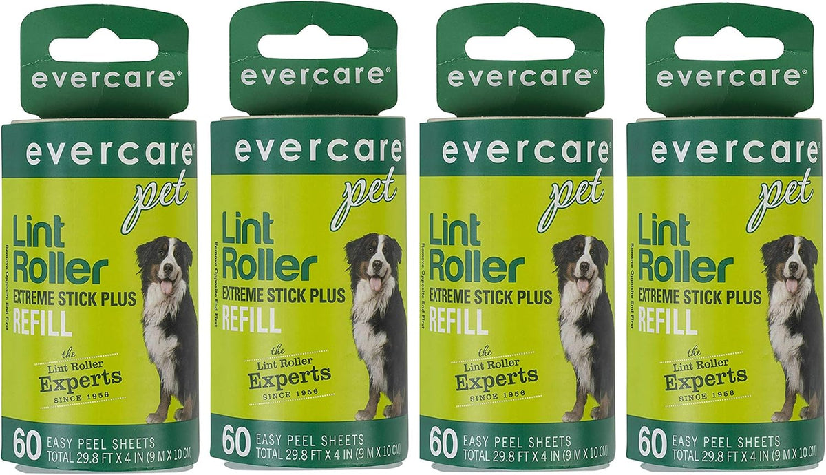 Evercare Extra Sticky Pet Lint Roller Refill 60 sheets - Pack of 4