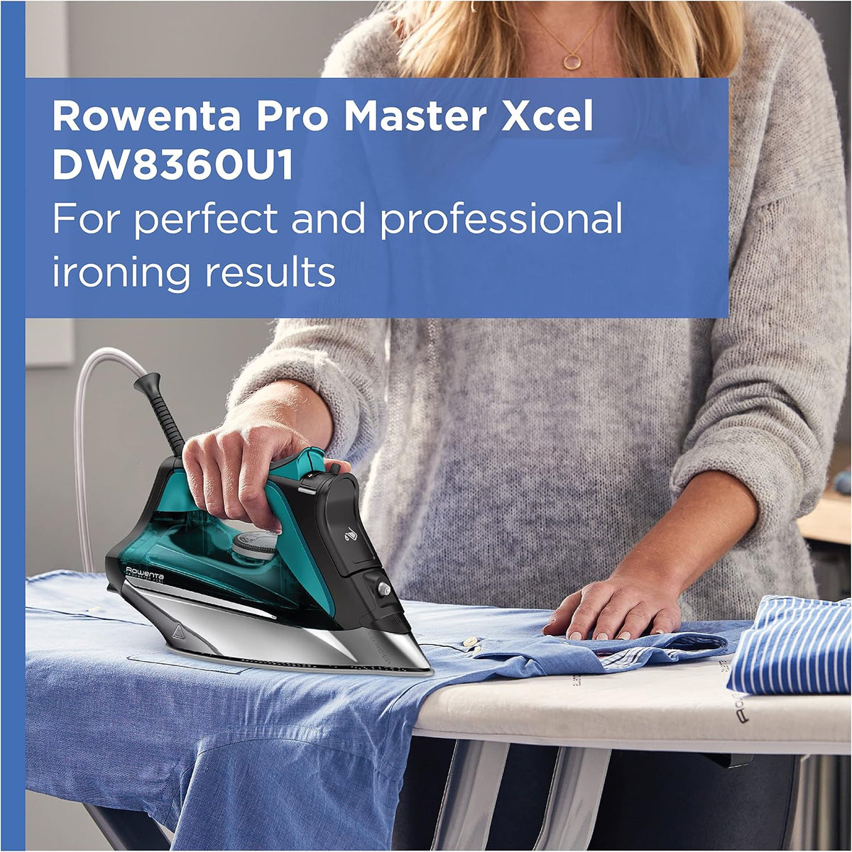 Rowenta Pro Master Stainless Steel Soleplate Steam Iron for Clothes, Anti-Drip Protection, 210 g/min, 400 Microsteam Holes, 1775 Watts Iron Steamer for Clothes, Powerful Steam DW8360