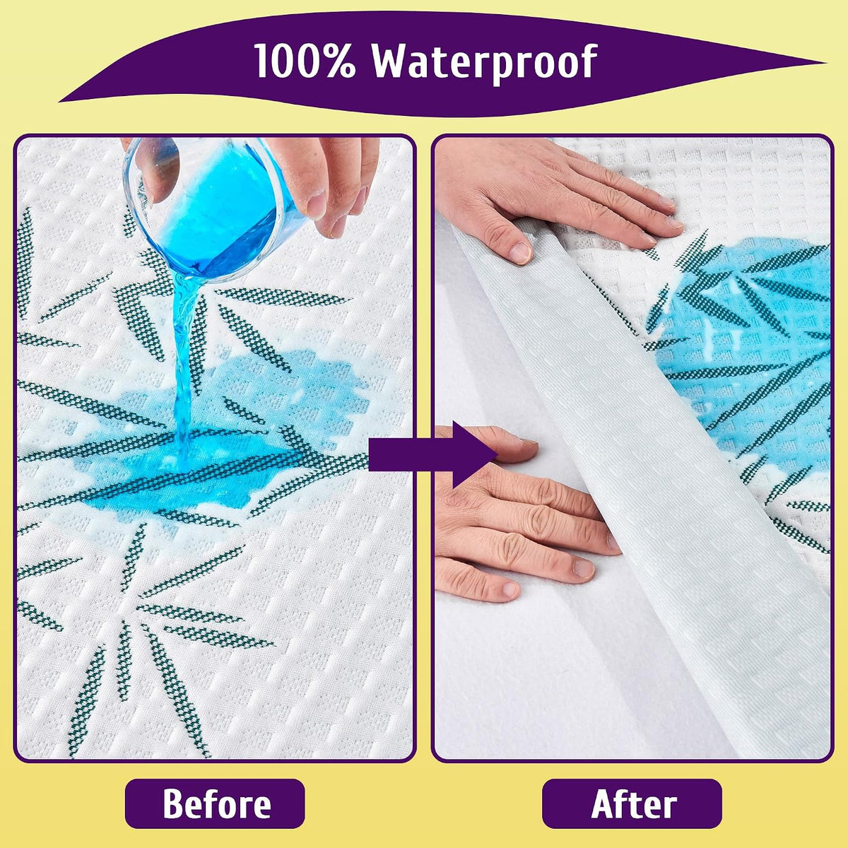 Queen Size Waterproof Mattress Protector, Breathable and Cooling Queen Mattress Pad Cover, Fitted Sheets Style, 6-18 inches Deep Pockets